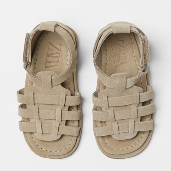 ZARA toddler‎ leather sandals Ecru - Picture 1 of 5